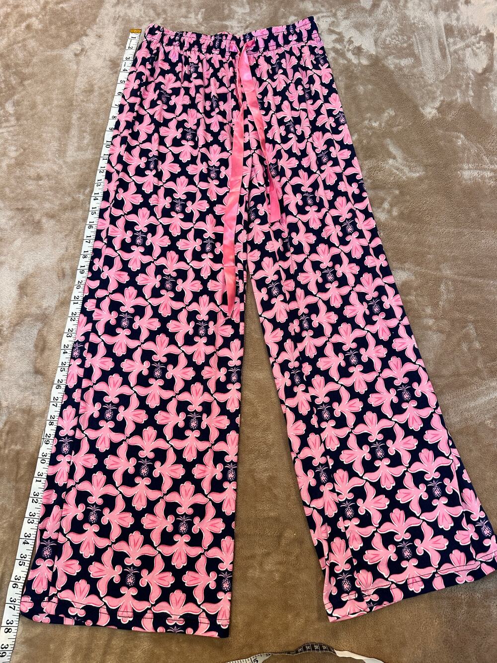 Simply Southern Pink Navy Floral Print Wide Leg Lounge Pants XS